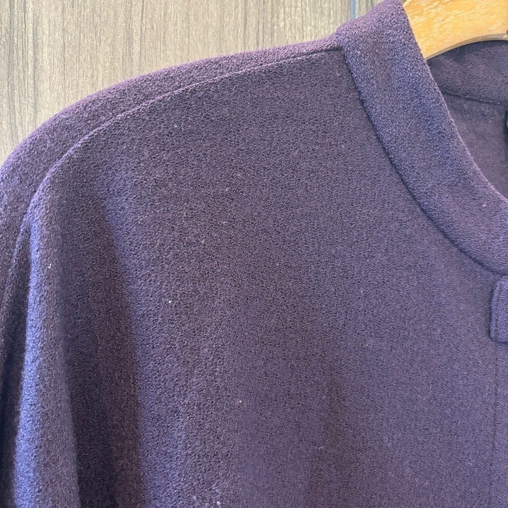 Eileen Fisher Large Jacket Cardigan Plum Purple Mandarin Collar Button Front - Picture 3 of 12